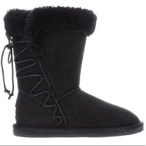 LAMO Boots! Lace-Up Black Faux Fur, Size 10